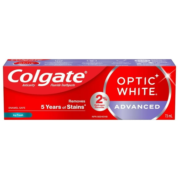 Colgate Optic White Advanced Teeth Whitening Toothpaste, Icy Fresh - 73 mL, 73 mL