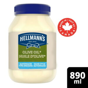 Hellmann's Light With Olive Oil Mayonnaise Type Dressing, 890 mL, Extra Virgin Olive Oil Light Mayonnaise, ½ the fat