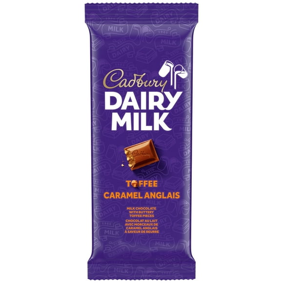 CADBURY DAIRY MILK Toffee Chocolate Bar, CADBURY DAIRY MILK Milk Chocolate with Toffee Pieces, Toffee Chocolate Bar, 90 g, CADBURY DAIRY MILK TOFFEE 90G 21