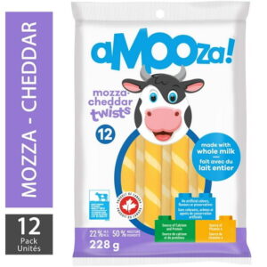 Amooza Mozzarella Cheddar Twists Cheese Strings,12 units, 228g