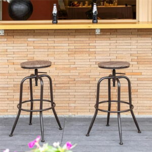 Homy Casa 2 Packs Adjustable Swivel Barstools, Footrest, Moisture-Resistant MDF, Walnut Finish