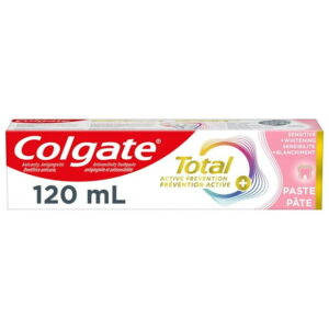 Colgate Total Active Prevention Plus Sensitive and Whitening Toothpaste, Mint, 120 mL, 120 ml