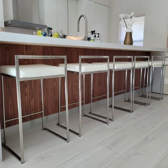 Heavenly Collection PU Stool with Stainless Steel Frame SET OF 6