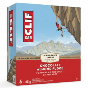 CLIF BAR, Chocolate Almond Fudge Energy Bar, 70% Organic Ingredients, No Artificial Flavours, 68 g (Pack of 6)