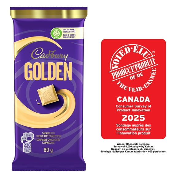 Cadbury Golden Caramelized White Chocolatey Candy Bar, 80 g