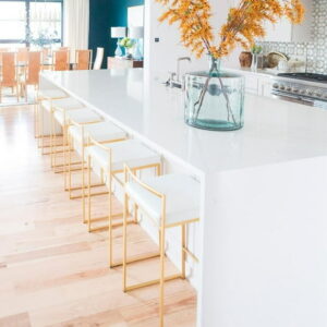 Heavenly Collection Stool with Gold stainless steel frame SET OF 6