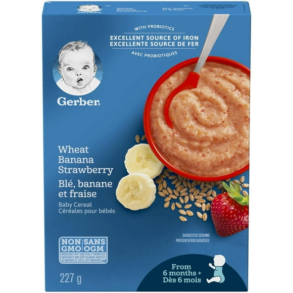 GERBER® Stage 2 Wheat Banana Strawberry Baby Cereal 227 g, 227 GR