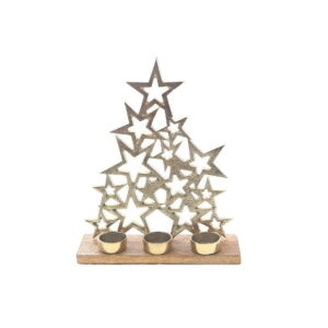 Christmas Metal Star Tree 3 Tealight Holder