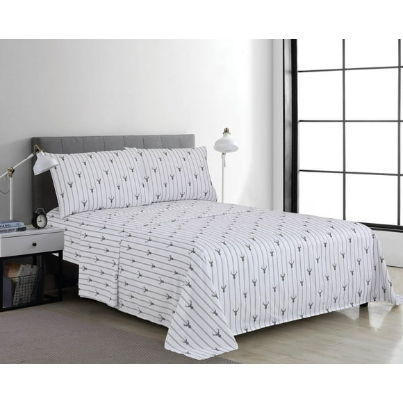 4 Piece Microfibre Sheet Set Stag