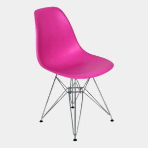 Heavenly Collection Dark Pink Chrome Chair SET OF 2