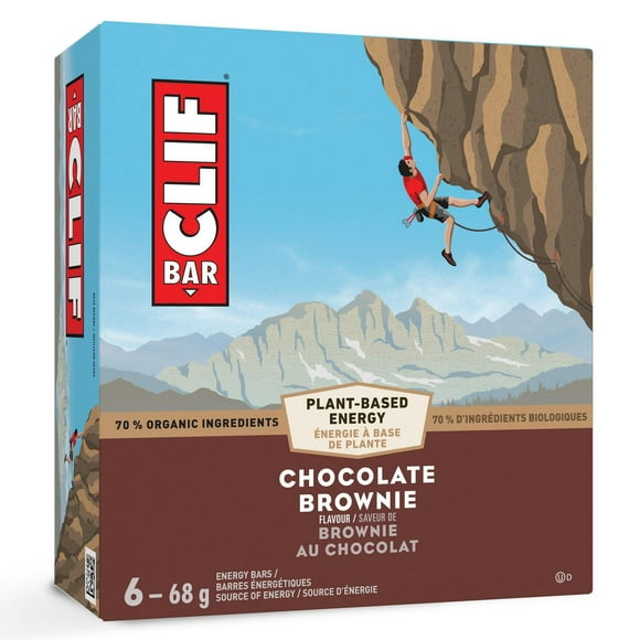 CLIF BAR, Chocolate Brownie Flavour Energy Bar, 70% Organic Ingredients, No Artificial Flavours, 68 g (Pack of 6)