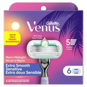 Gillette Venus Miami Midnight Extra Smooth Women's Razor Blade Refills, 6 Refills