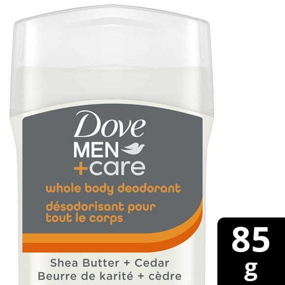 Dove Men+Care Whole Body Deodorant Stick For 72H Odour Protection Shea Butter & Cedar is suitable to use from pits, privates, to feet, 85g