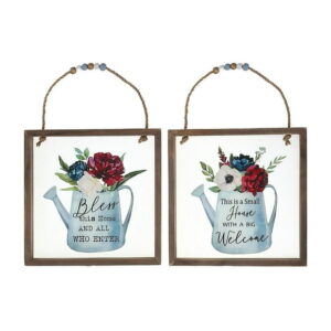 IH Casa Decor Framed Floral Print Glass Wall Hanger Asstd - Set of 2