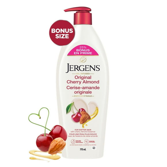 BONUS size Jergens Original Cherry Almond Moisturizer & Body Lotion for Dry Skin