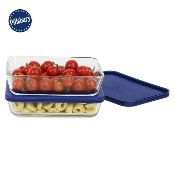 4pc Rect Glass Food Storage 2 x 700ml, 4pc Rect Glass 2 x 700ml