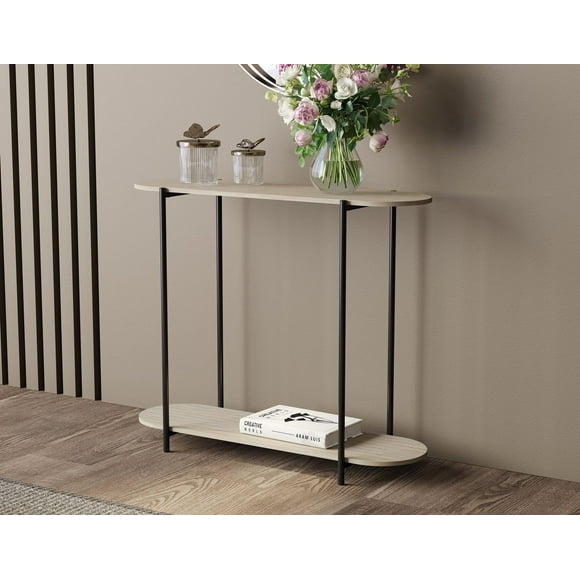 Premium Console Table for Entryway. Versatile Sofa Table. Stylish and Functional Behind Couch Table. Accent Table Easy to Assemble. Console Table with Storage Shelf. Taupe