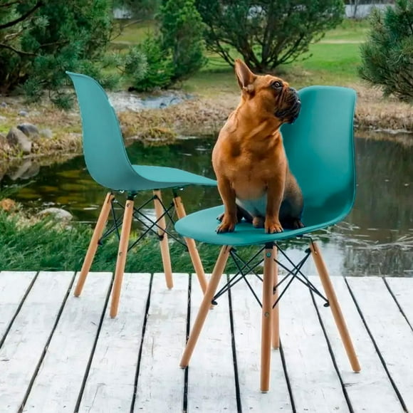 Heavenly Collection Navy Green Wood Chair SET OF 2