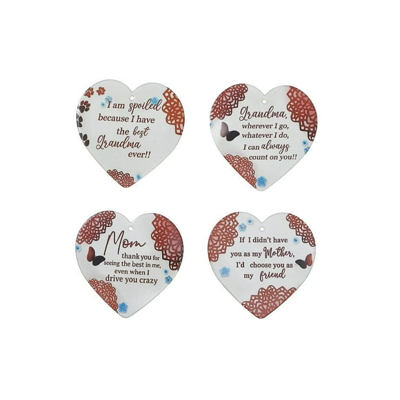 IH Casa Decor Ceramic Heart Wall Hanger Mom/Grandma Asstd - Set of 4