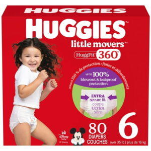 Huggies Little Movers HuggFit 360° Baby Diapers with 360° Waistband, Size 3-7, Count 136-70, HUGFIT 360 MC S3-7| Count 136-70