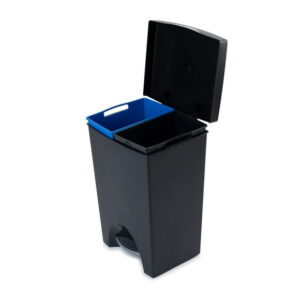 Mistral® 50L iCan® Recycle Step Can Black, 2 removable liners both 25L