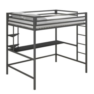 Novogratz Maxwell Metal Full Loft Bed with Desk & Shelves