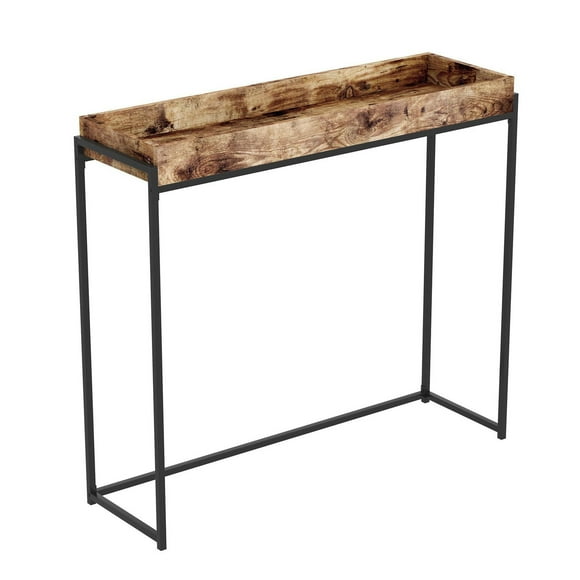 Safdie & Co. Console Table 35L Brown Reclaimed Wood Sunken Tray