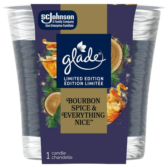 Glade® Scented Candle Air Freshener, Bourbon Spice & Everything Nice, 1-Wick Candle