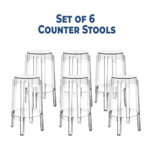 Heavenly Collection Clear Plastic Counter Stool SET OF 6