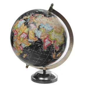 8" Decorative Black Globe With Stand
