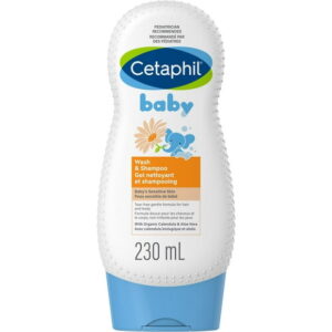 Cetaphil Baby Wash And Shampoo with Organic Calendula | Tear Free | Paraben, Colourant and Mineral Oil Free | 230ml, Pediatrician Recommended
