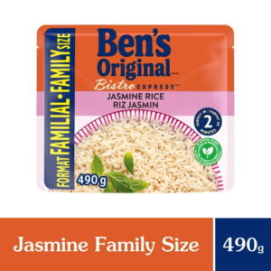 BEN'S ORIGINAL BISTRO EXPRESS Jasmine Rice Side Dish, 490g Family Size Pouch, E-BISTRO BEN'S FS JASMINE