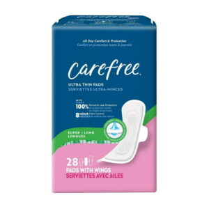 CAREFREE® Ultra Thin Pads, Super/Long Pads With Wings, 28ct, 28 count
