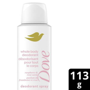 Dove Whole Body Deodorant Aluminum Free, Cooling Dry Spray Raspberry & Rose Scent