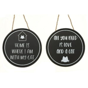 Round Mdf Cat Sign - Set of 2