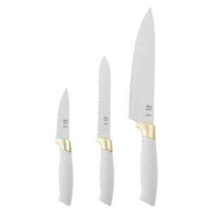 Beautiful 3-Piece Chef Set - White & Gold, Chef Knife Set