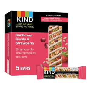 KIND Seeds Fruit & Nuts Bars, Sunflower Seeds & Strawberry, 40g, 5 Count Box, Seeds Fruit and Nut Strawberry