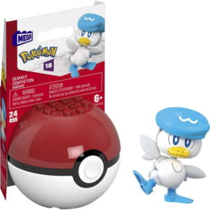 MEGA Pokémon Quaxly Building Toy Kit, Poseable Action Figure with Poké Ball - 24 Pieces