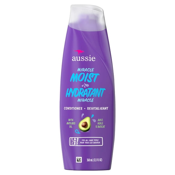 Aussie Paraben-Free Miracle Moist Conditioner w/ Avocado & Jojoba Oil For Dry Hair, 360 mL