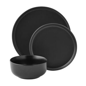 Mainstays Alessandra Matte Black 12-Piece Stoneware Dinnerware Set, MS 12PC SET ALLESANDRA