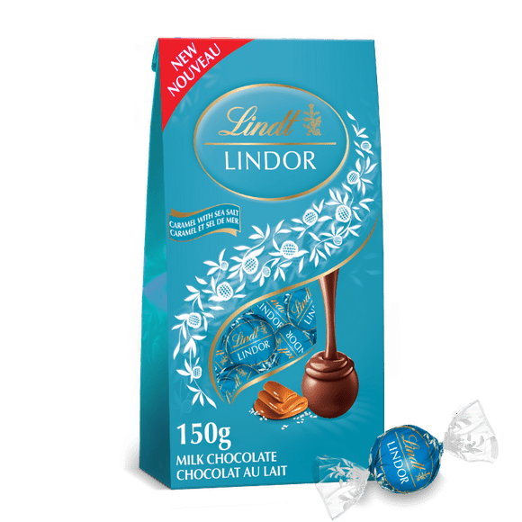 Lindt LINDOR Milk Caramel Sea Salt Chocolate Truffles, 150-Gram Bag, 150g