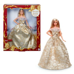 Barbie Signature 2025 Holiday Barbie Fashion Doll, Seasonal Collector, Blonde with Silver & Gold Gown, 2025 Holiday Barbie Doll Blnd