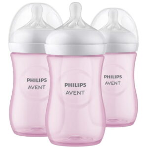 Philips Avent Natural Baby Bottle With Natural Response Nipple, Pink, 9oz, 3 pack, SCY903/13, Natural Baby Bottle Nipple Pink 9oz 3pk