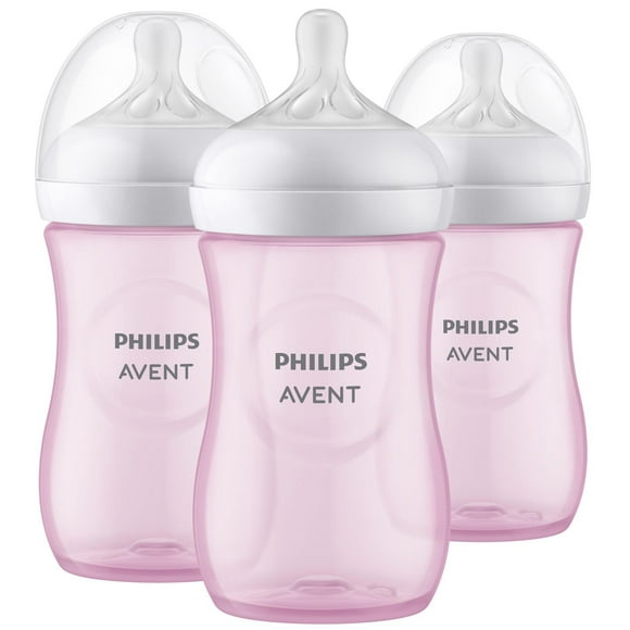 Philips Avent Natural Baby Bottle With Natural Response Nipple, Pink, 9oz, 3 pack, SCY903/13, Natural Baby Bottle Nipple Pink 9oz 3pk