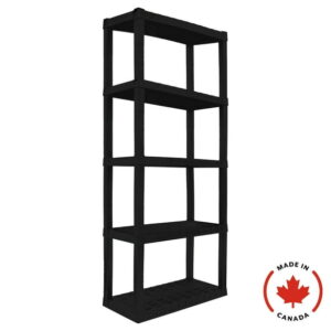 Hyper Tough Garage Shelves Plastic Storage Shelf for Home Office Garage 5-Tier 75"H x 14"D x 30"W Black-450 lbs Total Capacity