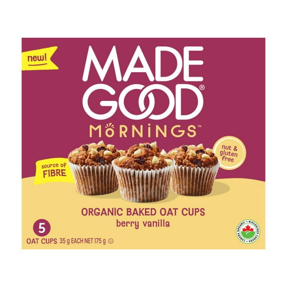 MadeGood Baked Oat Cups Berry Vanilla 5 Pack, MG Berry Vanilla Oat Cups