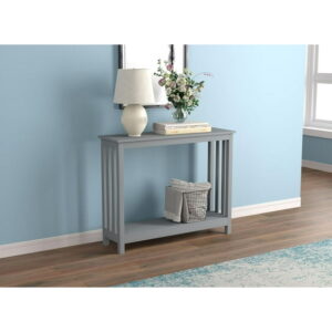 Safdie & Co. Entryway Console Sofa Couch Accent Table 39in L Light Grey with 1 Shelf for Living Room