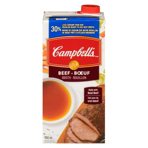 Campbell's® Ready to Use 30% Less Sodium Beef Broth, Shelf Stable, 900 mL