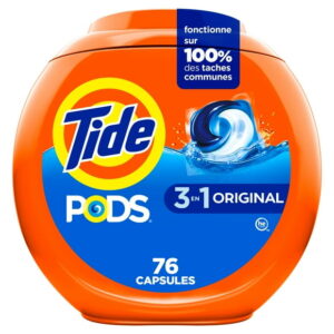 Tide PODS laundry detergent pacs, 3-in-1 Stain Remover, Odor Fighter, Color Protector, HE compatible, Original Scent, 76CT