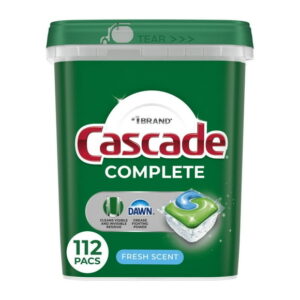 Cascade Complete Dishwasher Pods, Dishwasher Detergent, Dish Detergent Soap, Fresh, 112CT